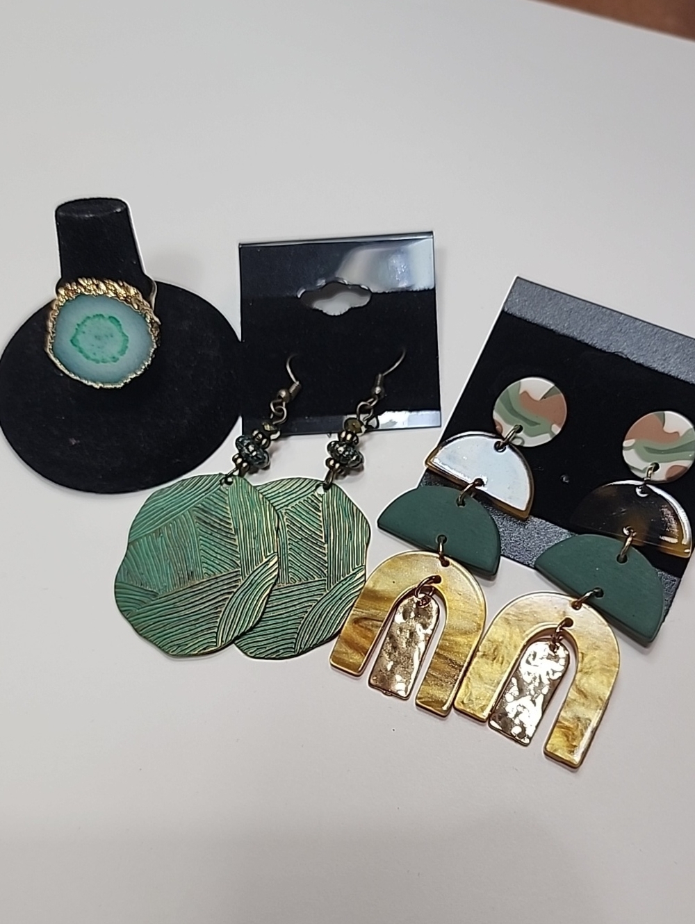 Agate Ring And 2 Sets Of  Earrings